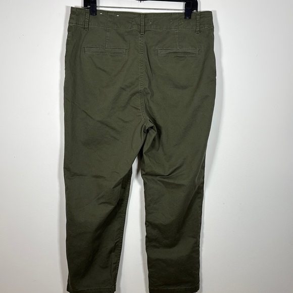 LOFT Perfect Straight Leg Pant 12 Chino Cotton Blend Olive Army Green Stretch - Picture 7 of 9